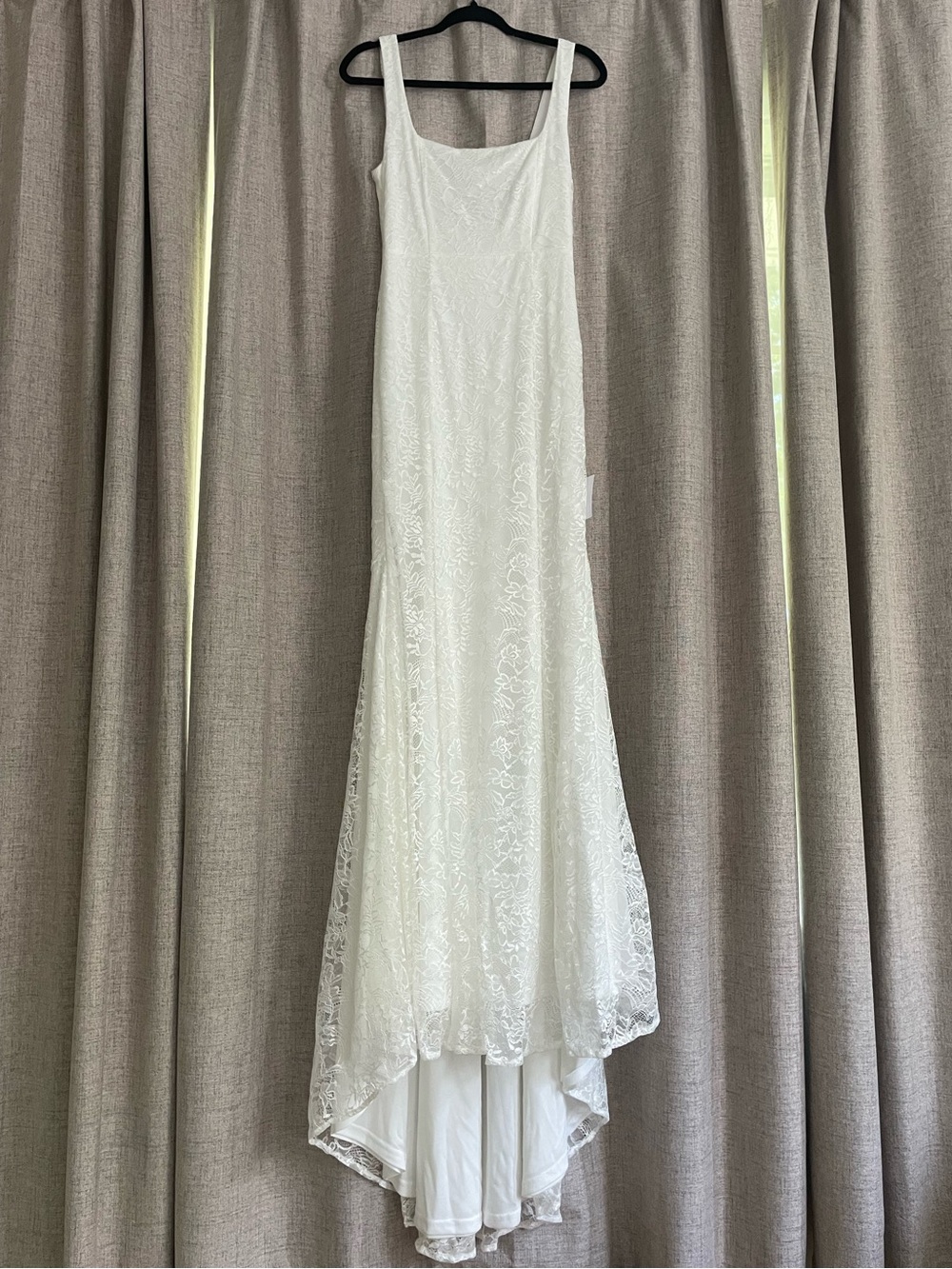 Lulu's Eternal Happiness White Lace Square Neck Mermaid Maxi Dress